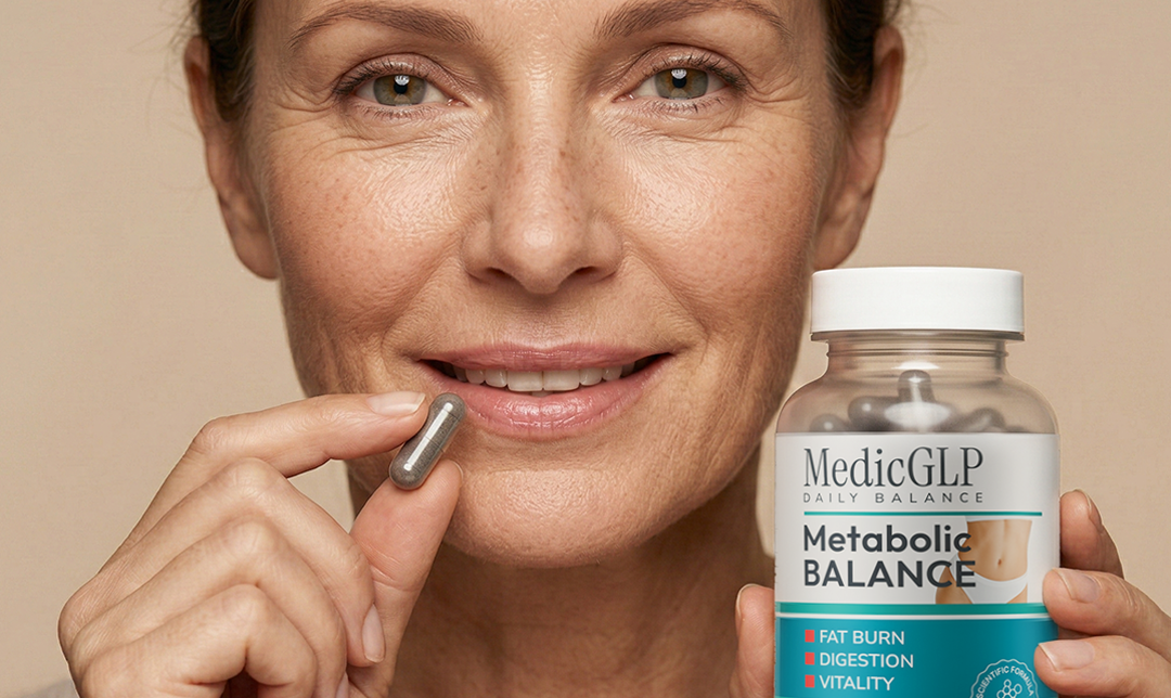 Femme adulte présentant un flacon MedicGLP